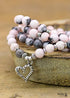 Pink Zebra Stone Wrap Bracelet 108 Beads Yoga Boho Necklace
